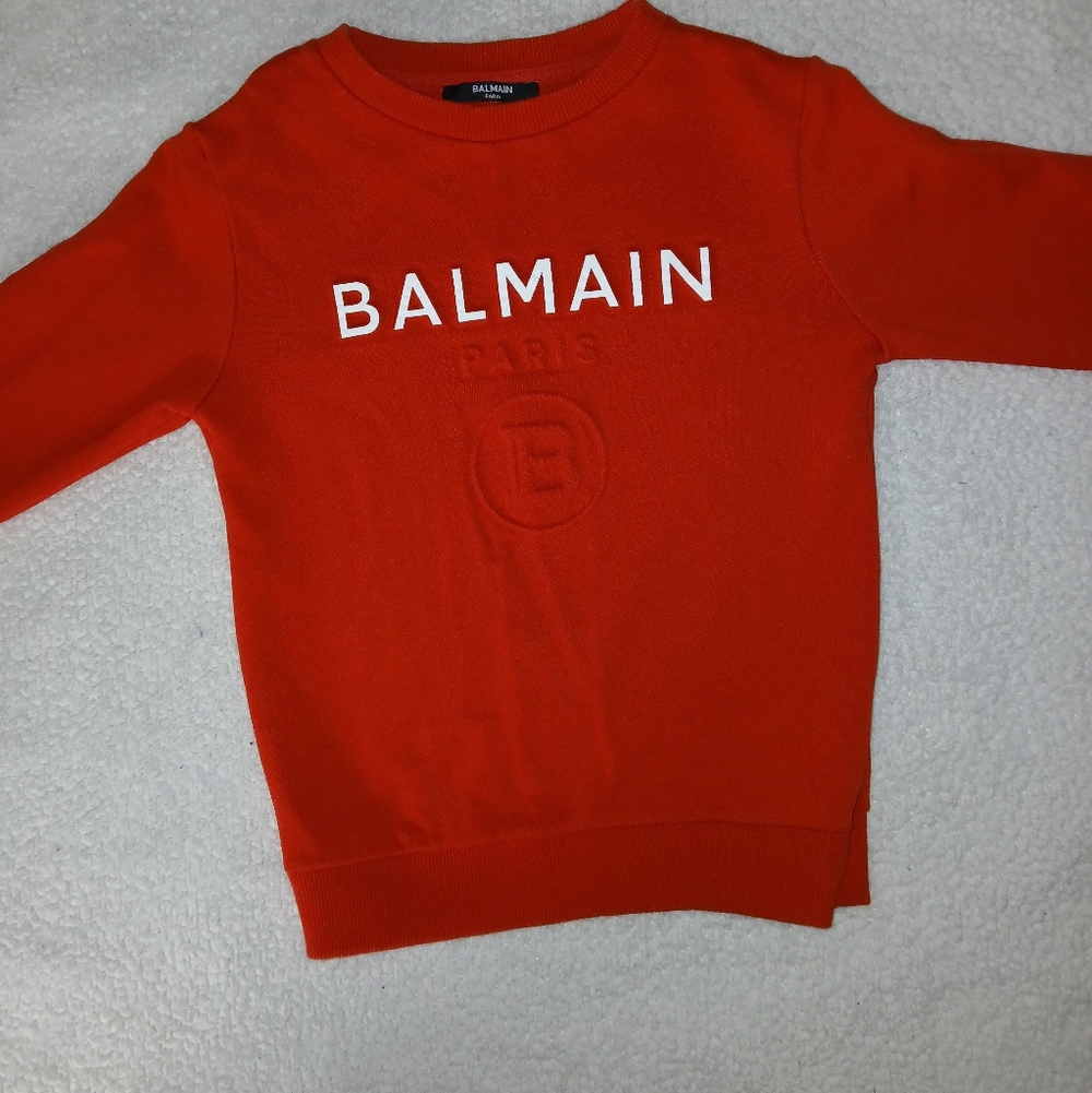 Balmain Kids Orange Logo Crew Sweatshirt